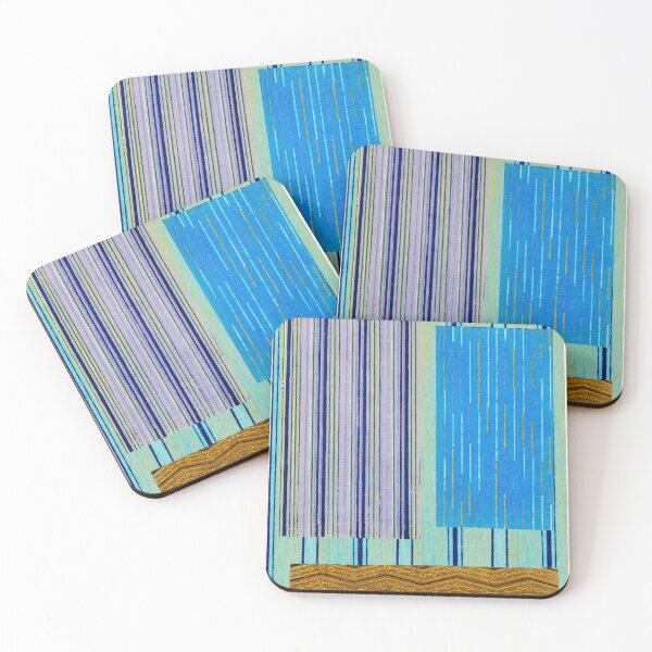 Item preview, Copy of JAPANESE TEXTILE COLLAGE SERIES  - Variation No. 6 STRIPES and RECTANGLES - AQUA, LILAC, OCHRE designed and sold by MirabiliaMagpie.