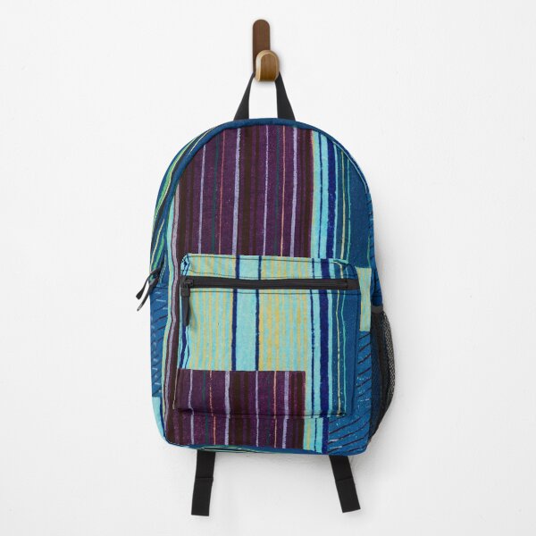 Item preview, JAPANESE TEXTILE COLLAGE SERIES - Variation No. 4 STRIPES and RECTANGLES - AQUA, INDIGO, PLUM designed and sold by MirabiliaMagpie.