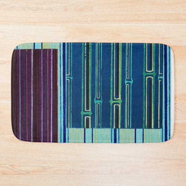 Item preview, JAPANESE TEXTILE COLLAGE SERIES  - Variation No. 4 STRIPES and RECTANGLES - AQUA, INDIGO, PLUM designed and sold by MirabiliaMagpie.