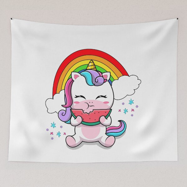 Item preview, Cute Kawaii Unicorn Eating Watermelon designed and sold by GarnersDesigns.