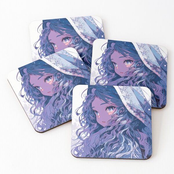 Item preview,  Blue and Purple Half-Tone Anime Girl designed and sold by damnitmikki.