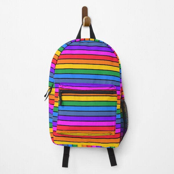 Item preview, Bright rainbow and black stripes - horizontal designed and sold by LittleBettyMakes.