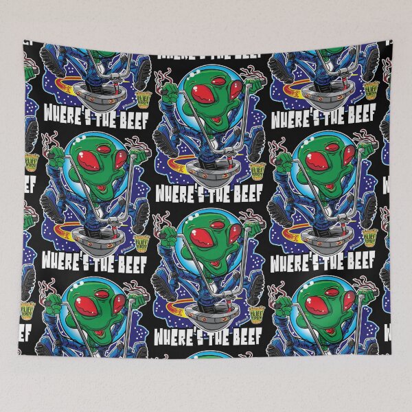 Item preview, Alien Burger Where is the Beef Alien UFO with Handlebars designed and sold by eShirtLabs.