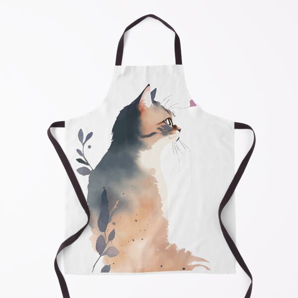 Item preview, A Neutral Toned Portrait of a Cat with a Heart- Watercolor Animals designed and sold by GVRDesign.