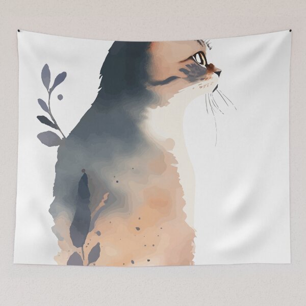 Item preview, A Neutral Toned Portrait of a Cat with a Heart- Watercolor Animals designed and sold by GVRDesign.