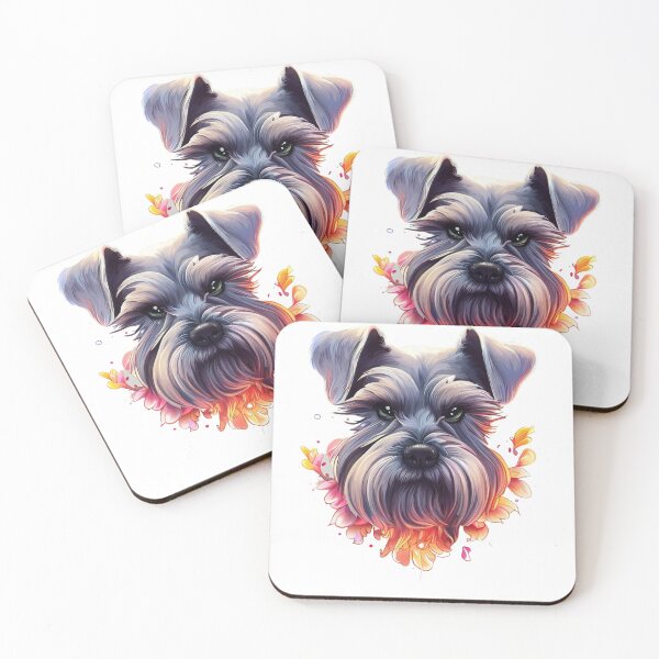 Item preview, design that combines a schnauzer dog with flowers and a splash of color designed and sold by DESIGNSPACK ® ✅.