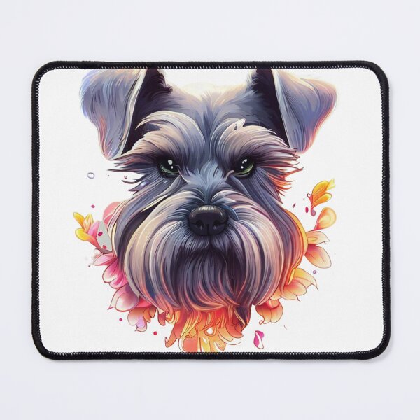 Item preview, design that combines a schnauzer dog with flowers and a splash of color designed and sold by DESIGNSPACK ® ✅.