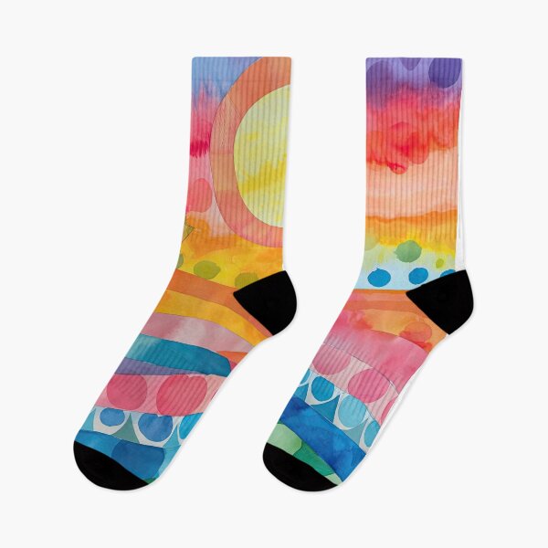 Item preview, Abstract Watercolor Hills Sun Sky Colorful designed and sold by creative321.