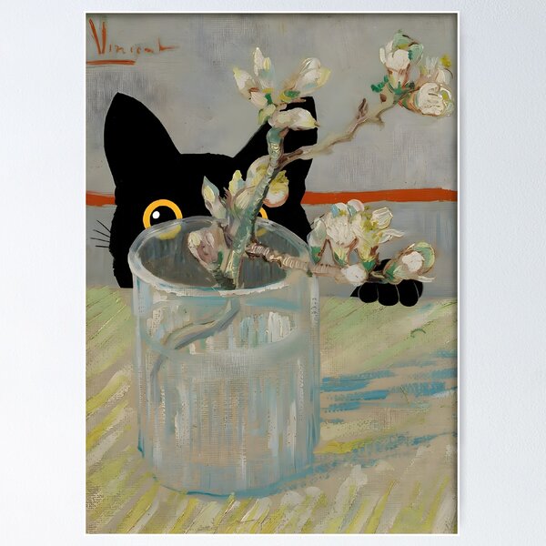 Item preview, Black Cat Print Van Gogh Still Life designed and sold by outdoorway.