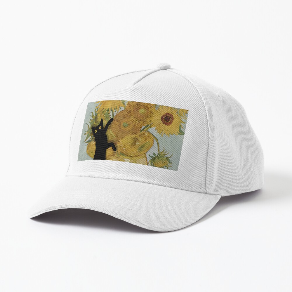 HOT Van Gogh Vans Cat Hat Black Cat Print Van Gogh Sunflowers