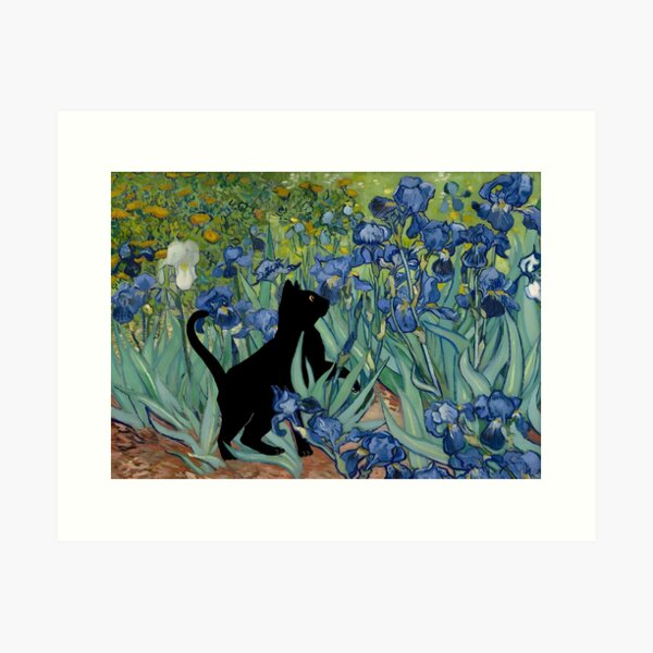 Item preview, Vincent Van Gogh's Irises Cat Black Cat designed and sold by outdoorway.