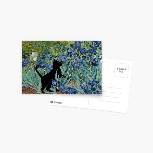 Item preview, Vincent Van Gogh's Irises Cat Black Cat designed and sold by outdoorway.
