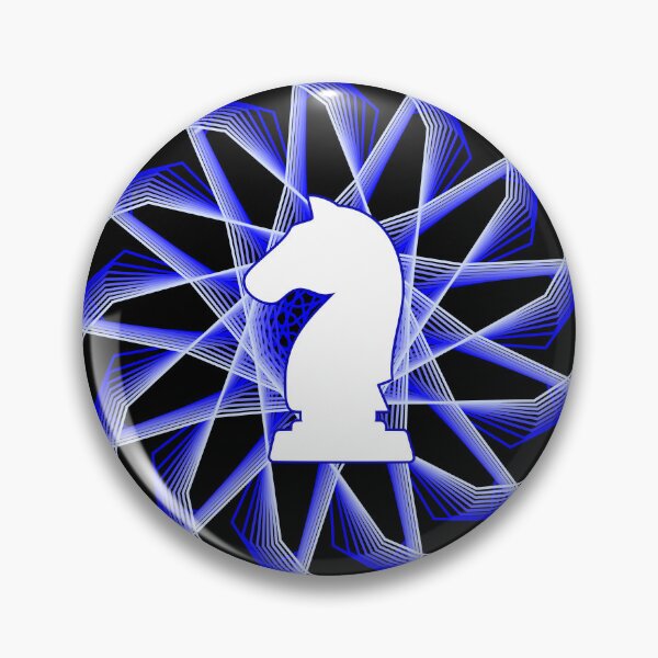 Item preview, White Chess Knight in Blue Geometric Star designed and sold by Shapes-Mania.