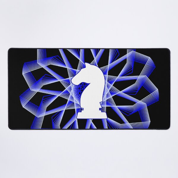 Item preview, White Chess Knight in Blue Geometric Star designed and sold by Shapes-Mania.