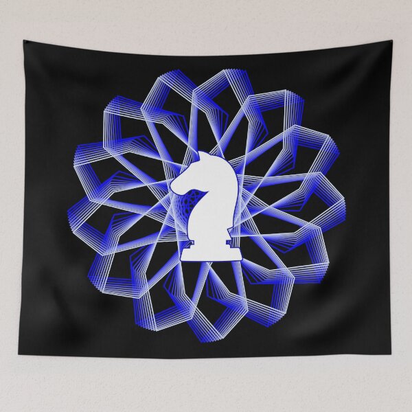 Item preview, White Chess Knight in Blue Geometric Star designed and sold by Shapes-Mania.
