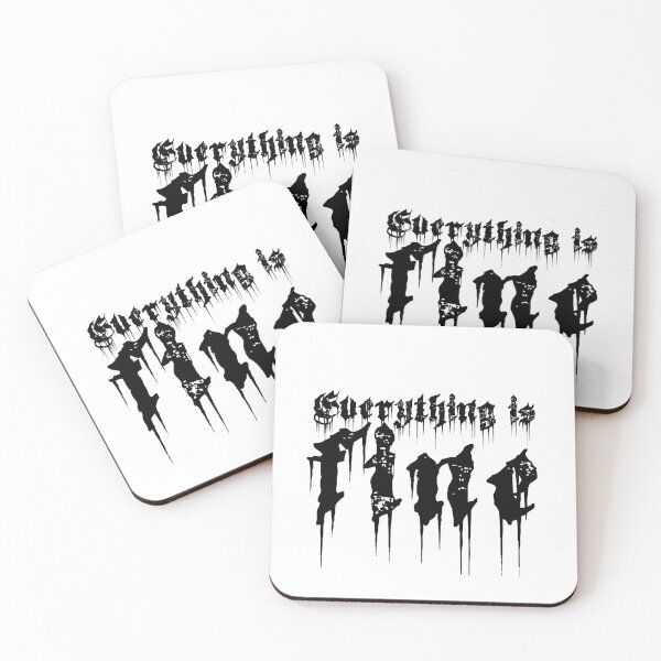 Item preview, Everything is fine Everything is fine Phrase Emo Horror Terror Skull Typography Calligraphy Macabre Macabre - 2 - Black designed and sold by N3F1.