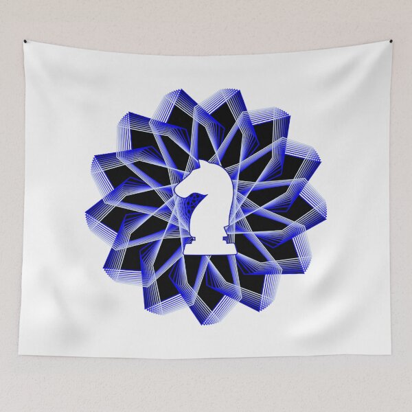 Item preview, White Chess Knight in Blue Geometric Star on White designed and sold by Shapes-Mania.