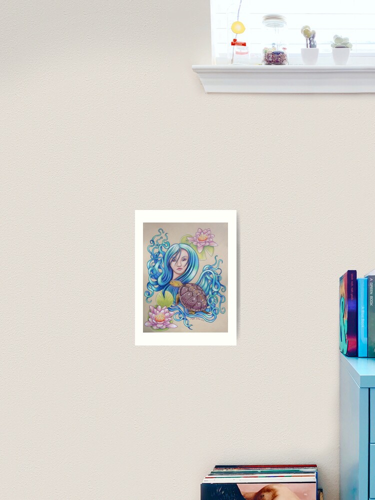 Thumbnail 1 of 3, Art Print, Blue Nova, Turtle Colored Pencil Drawing designed and sold by AngelaDeRiso.