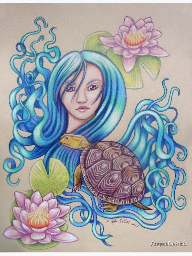 Thumbnail 3 of 3, Art Print, Blue Nova, Turtle Colored Pencil Drawing designed and sold by AngelaDeRiso.