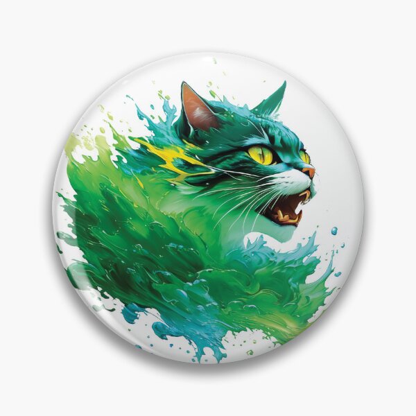 Artikelvorschau, Bunte Katze im lebhaften grünen Splash-Design entworfen und verkauft von Munchable Bites.