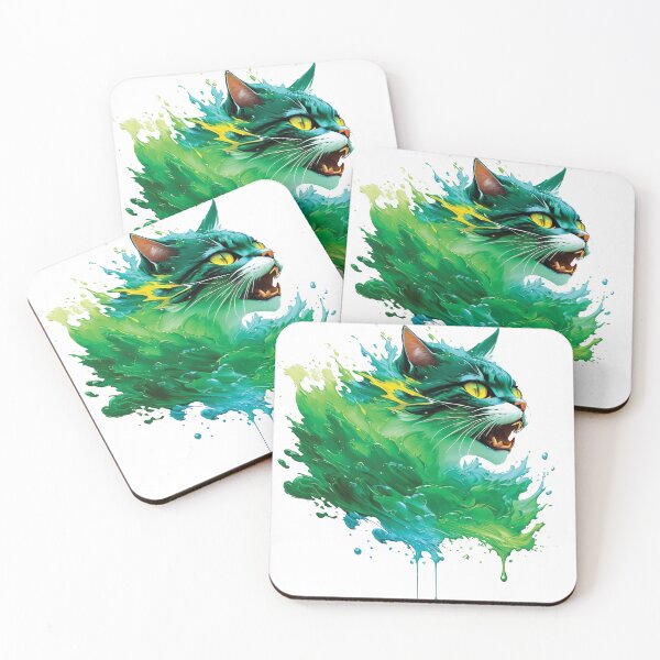 Item preview, Colorful Cat in Vibrant Green Splash Design designed and sold by Munchable Bites.