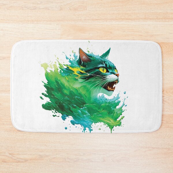 Item preview, Colorful Cat in Vibrant Green Splash Design designed and sold by Munchable Bites.