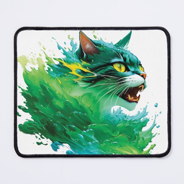 Item preview, Colorful Cat in Vibrant Green Splash Design designed and sold by Munchable Bites.