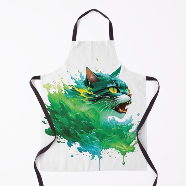 Aperçu de l'œuvre Chat coloré dans un design Splash vert vif créée et vendue par Munchable Bites.