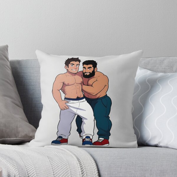 Artikelvorschau, Cartoon von zwei getönten topless Jungs in Jogginghosen, spielen Wrestling entworfen und verkauft von YassBro.