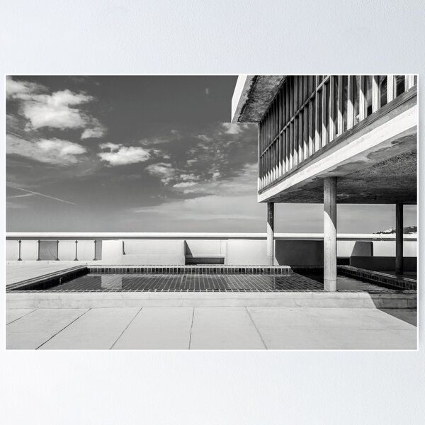 Rooftop Paddling Pool at Unité d'Habitation - Black and White Poster