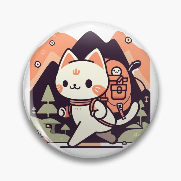 Item preview, "Trailblazing Whiskers - Enthusiastic Cat Hiking Sticker for Outdoor Enthusiasts" designed and sold by Cute Critters Stickers.
