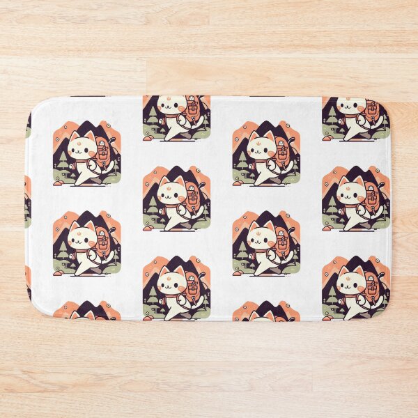 Item preview, "Trailblazing Whiskers - Enthusiastic Cat Hiking Sticker for Outdoor Enthusiasts" designed and sold by Cute Critters Stickers.