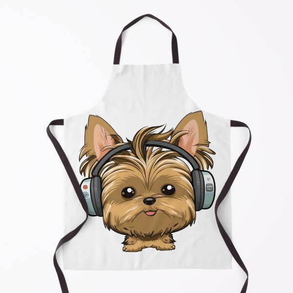 Item preview, Happy puppy yorkshire terrier wearing headphones designed and sold by joyandoman.