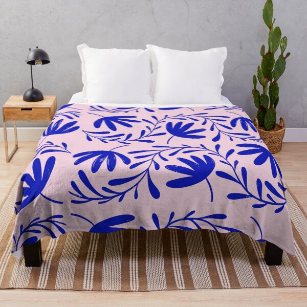 Item preview, Patrón de flores azules de Matisse Art en rosa polvoriento designed and sold by gamboling.
