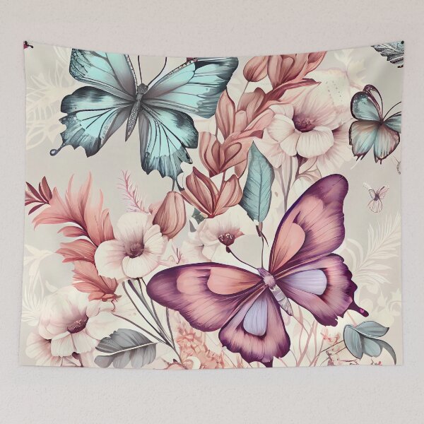 Item preview, Pattern : Butterflies and Flowers designed and sold by MTJ-Mushrooms.
