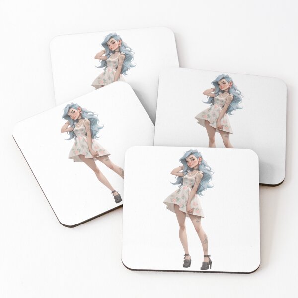 Item preview, Indigo-haired girl in dresses designed and sold by mooonstyle.