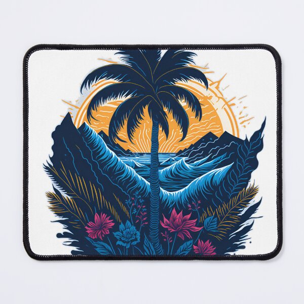 Item preview, Floral Fantasy: Majestic Palm Tree and Colourful Flowers T-Shirt Design| Seaside Beauty: Palm Tree, Waves, and Sunrise T-Shirt Graphic designed and sold by RedArtG09.