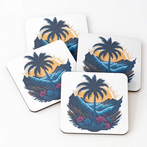 Item preview, Floral Fantasy: Majestic Palm Tree and Colourful Flowers T-Shirt Design| Seaside Beauty: Palm Tree, Waves, and Sunrise T-Shirt Graphic designed and sold by RedArtG09.