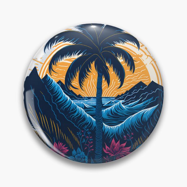 Item preview, Floral Fantasy: Majestic Palm Tree and Colourful Flowers T-Shirt Design| Seaside Beauty: Palm Tree, Waves, and Sunrise T-Shirt Graphic designed and sold by RedArtG09.