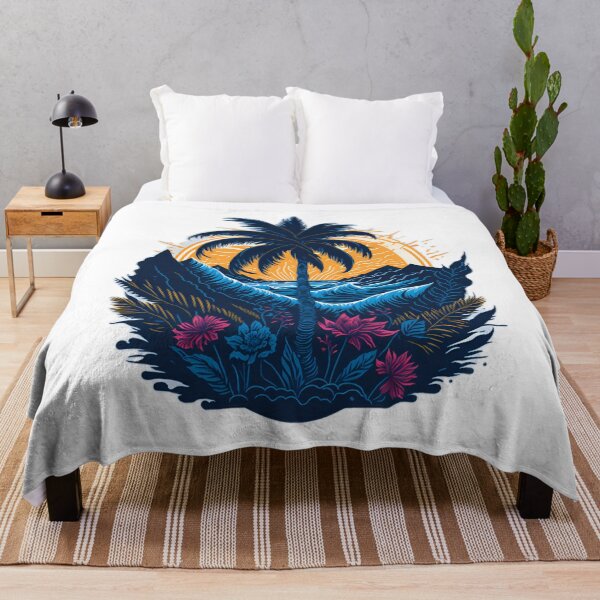 Item preview, Floral Fantasy: Majestic Palm Tree and Colourful Flowers T-Shirt Design| Seaside Beauty: Palm Tree, Waves, and Sunrise T-Shirt Graphic designed and sold by RedArtG09.