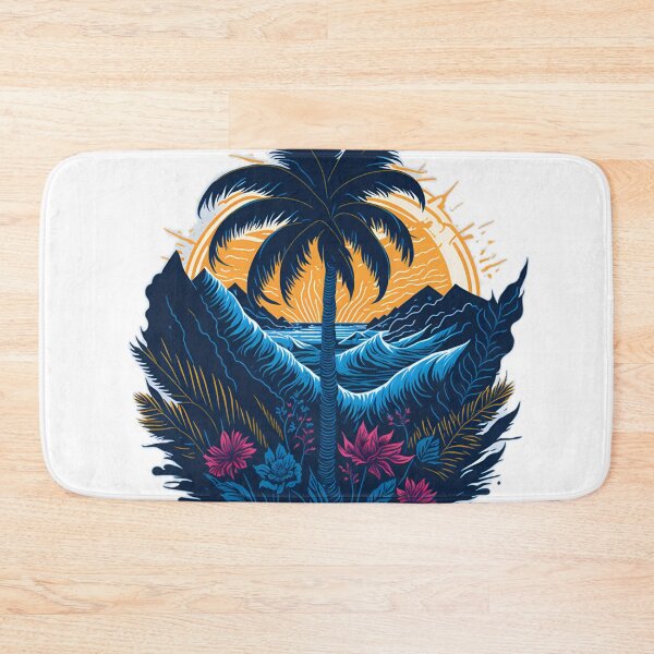 Item preview, Floral Fantasy: Majestic Palm Tree and Colourful Flowers T-Shirt Design| Seaside Beauty: Palm Tree, Waves, and Sunrise T-Shirt Graphic designed and sold by RedArtG09.