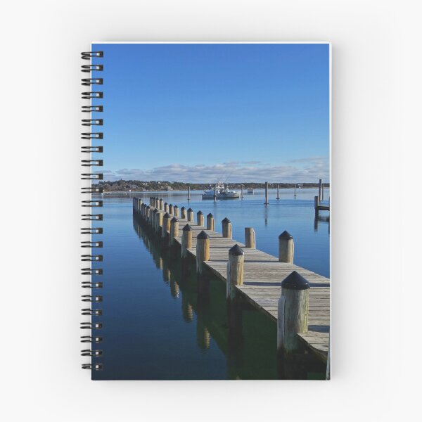 Item preview, Edgartown MA Pier Martha's Vineyard Cape Cod Barcos de pesca de agua azul designed and sold by WayneOxfordPh.