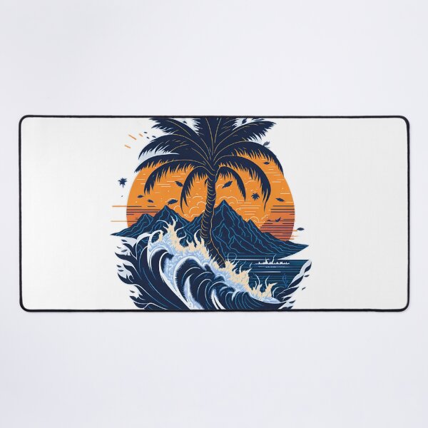 Item preview, Vector Art Masterpiece: Highly Detailed Palm Tree and Mountains T-Shirt| Photorealistic Palm Tree and Sea Waves T-Shirt Design designed and sold by RedArtG09.