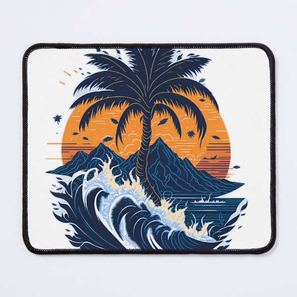 Item preview, Vector Art Masterpiece: Highly Detailed Palm Tree and Mountains T-Shirt| Photorealistic Palm Tree and Sea Waves T-Shirt Design designed and sold by RedArtG09.