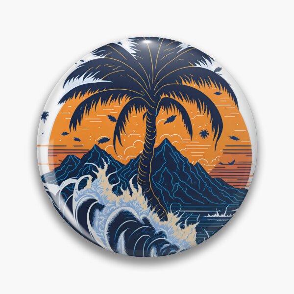Item preview, Vector Art Masterpiece: Highly Detailed Palm Tree and Mountains T-Shirt| Photorealistic Palm Tree and Sea Waves T-Shirt Design designed and sold by RedArtG09.