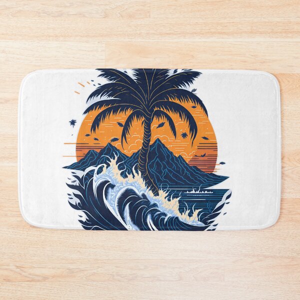 Item preview, Vector Art Masterpiece: Highly Detailed Palm Tree and Mountains T-Shirt| Photorealistic Palm Tree and Sea Waves T-Shirt Design designed and sold by RedArtG09.