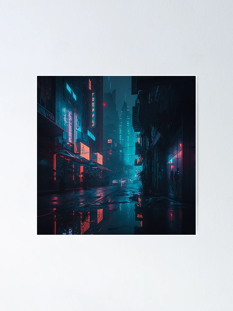 Thumbnail 1 of 3, Poster, Cyberpunk Futuristic Streets designed and sold by wirelessjava2.