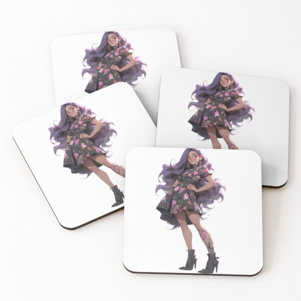 Item preview, Purple-haired girl in dresses designed and sold by mooonstyle.