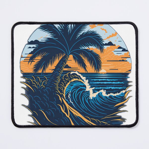 Item preview, Clipart Collection: Palm Tree, Mountains, and Sea Waves T-Shirt Design| Cinematic Front View: Majestic Palm Tree T-Shirt Graphic on White Background designed and sold by RedArtG09.