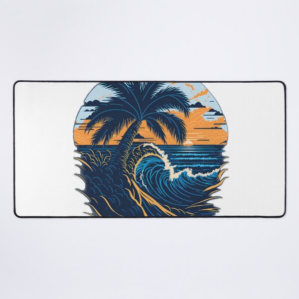 Item preview, Clipart Collection: Palm Tree, Mountains, and Sea Waves T-Shirt Design| Cinematic Front View: Majestic Palm Tree T-Shirt Graphic on White Background designed and sold by RedArtG09.